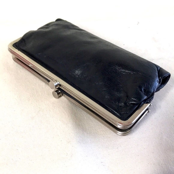 HOBO Handbags - Hobo Lauren clutch Large wallet black patent has 2 kiss clasps